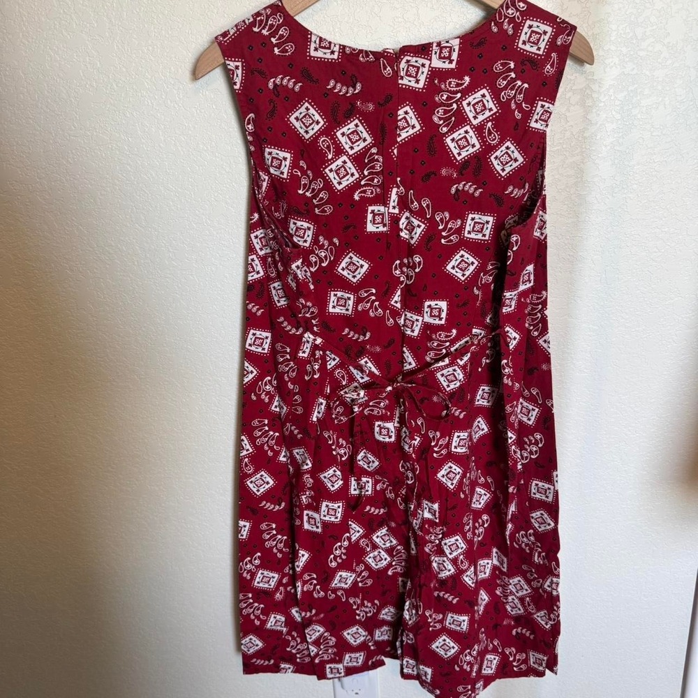 Red Bandana Paisley Print Americana Cotton Blend Maternity Sheath Dress, Large - Picture 3 of 4